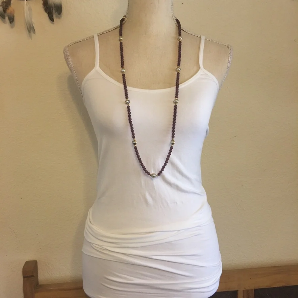 Vintage Avon faux amethyst and swivel pearl bead necklace